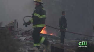 Firefighters Battle Stubborn Trash Fire In Franklinville [upl. by Donatelli462]