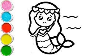 Mermaid for Kids step by step  Mermaid Drawing Painting and Coloring for Kids amp Toddlers [upl. by Maillij]