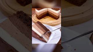 Three Chocolate Mousse Cake Recipe dessert chocolate recipe chocolatecake easyrecipe shorts [upl. by Red]