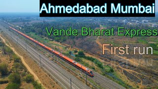 Orange Vande Bharat Express Ahmedabad Mumbai central 22962 Skipping Umbergaon Road [upl. by Ludvig]