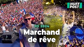 Le « roi » Léon Marchand accueilli en héros au Club France avec léquipe de natation [upl. by Wurster]