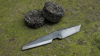 Steel Wire Sponge Canister Damascus San Mai Tanto Knife [upl. by Baalman]