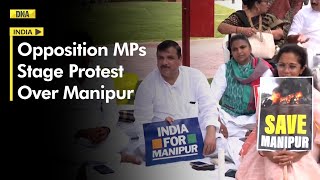 Opposition MPs stage overnight sitin protest amid deadlock in Parliament over Manipur [upl. by Azilef625]