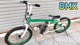 Green BMX Motorized 80cc TwoStroke Motorcycle Build DIY [upl. by Oremoh]