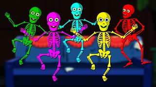 Five Funny Skeletons Dancing On The Spooky Night  Scary Skeletons Kids Songs hooplakidz [upl. by Eycal331]