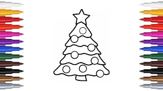 Easy Christmas Tree Drawing  Merry Christmas Drawing  How to Draw a Cute Christmas Tree [upl. by Beall]