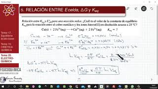 TEMA 20 ELECTROQUÍMICA  205 RELACIÓN ENTRE Ecelda GIBBS Y CONSTANTE DE EQUILIBRIO [upl. by Suoicerpal]