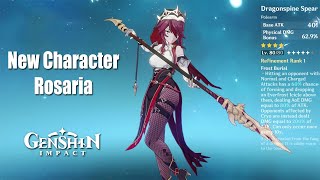 Rosaria New Character Lv80 Gameplay Showcase Physical Build  Genshin Impact [upl. by Aiuqcaj546]