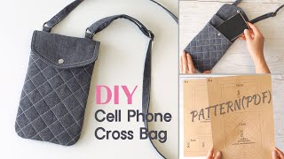 DIY Cell Phone Bag  Quilting mini Cross Bag  Mobile Pouch Making  Sewing PatternPDF [upl. by Siuoleoj958]