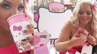 EPIC HELLO KITTY CAFE MUKBANG  FOLLOW ME AROUND GIRLY LIFE [upl. by Inajna]