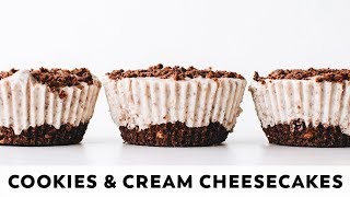 Cookies and Cream Cheesecakes  vegan glutenfree nobake [upl. by Trask]