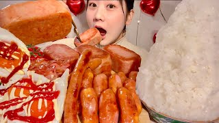 ASMR Spam Cheese Sausage Bacon【Mukbang Eating Sounds】【English subtitles】 [upl. by Nerrag]