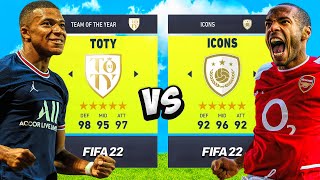 TEAM OF THE YEAR vs ICONS in FIFA 22 ⭐ [upl. by Hanauq742]