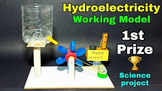 How to make hydro powerplant working model Hydroelectricity science exhibition project working model [upl. by Aicul289]