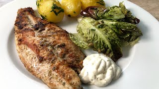 Pangasius Marinade Rezept🤌Pangasius mit Sauce Tartar Kartoffel und Salat 🤤 [upl. by Jadd]