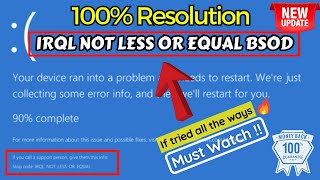 IRQL NOT LESS OR EQUAL BSOD FIX [upl. by Hairehcaz]