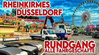 Rheinkirmes Düsseldorf 2022  ALLE Fahrgeschäfte im Rundgang  Aufbau der größten Kirmes am Rhein [upl. by Idissak]