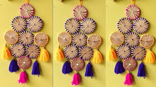 easy DIY old bangles wall hanging craft ideasdiwali decoration ideas for gotapotti with wool।। [upl. by Abbott]