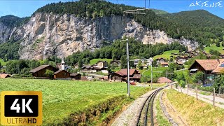 4K Cab Ride  Kleine Scheidegg to Lauterbrunnen Switzerland  Train Driver View  4K HDR Video [upl. by Adner657]