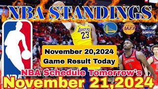 NBA STANDINGS TODAY November 20 2024  GAME RESULTS  NBA SCHEDULE November 21 2024 nbastanding [upl. by Aundrea]