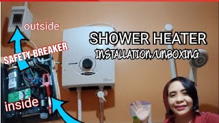 SHOWER HEATER INSTALLATION WITH SAFETY BREAKER INSIDE and OUTSIDE UNBOXINGARISTONLYNMALACHI [upl. by Nicko644]