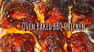 The Best Crispy Oven Baked BBQ Chicken Thighs [upl. by Nairadal124]