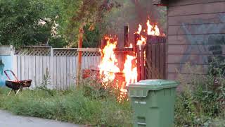 PreArrival RubbishFence Fire Regina Saskatchewan [upl. by Ellicec]