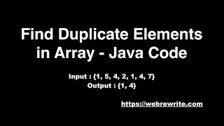 Print Duplicate Elements in Array  Java Code [upl. by Lamori39]