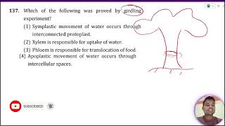 Which of the following was proved by girdling experiment 1 Apoplastic movement of water [upl. by Wilden91]