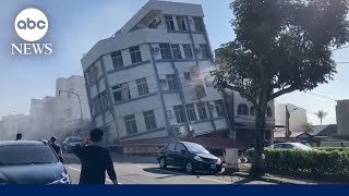 Powerful earthquake strikes Taiwan damaging buildings [upl. by Dore]