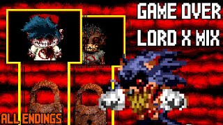 FNF GAME OVER LORD X MIX PART 2  ALL ENDINGS [upl. by Esyli]