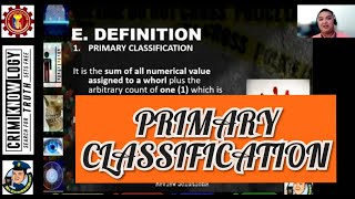 PRIMARY CLASSIFICATION  Fingerprint Classification Formula Personal Identification Techniques [upl. by Schwing]