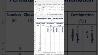 Permutation and Combination in Excel [upl. by Aissatsan]