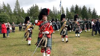 Chieftain leads the Pipe Bands at the close of 2019 Tomintoul Highland Games in Moray Scotland [upl. by Eelra2]