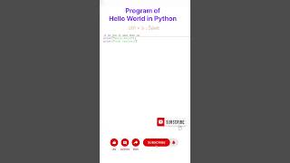 program of hello world in python shorts ytshorts youtubeshorts youtube trending python music [upl. by Hgielek715]