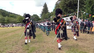 Scotland the Brave as Drum Majors salute Chieftain at opening of 2024 Drumtochty Highland Games [upl. by Rakabuba]