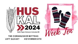 HusKAL Week Ten  The Cornhusker Mittens  Knitting the Left Gusset [upl. by Ydnirb957]