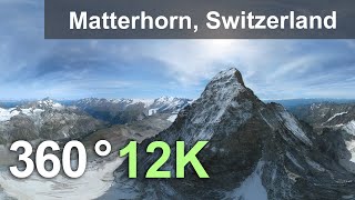 Matterhorn Mountain Alps Switzerland Aerial 360 video in 12K [upl. by Spiros428]