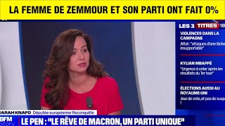 ZEMMOUR ET SON PARTI ON FAIT 0 SA FEMME SEXPLIQUE SUR BFM [upl. by Audun]