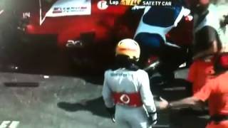 Salida accidentada del GP de Belgica F1 2012 y comentario de Fernando Alonso [upl. by Prunella326]