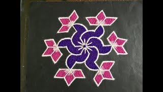 Simple Rangoli Design with Beautiful Colours and Dots 9x5  Latest Kolam  Daily Rangoli [upl. by Naujud278]