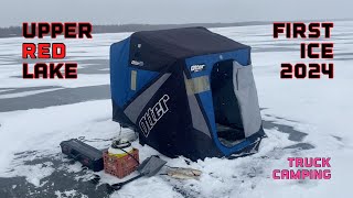 Upper Red Lake  First Ice 2024  Winter Truck Camping [upl. by Meggy]