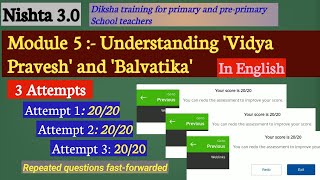 Nishtha 30 Module 5 answers  Understanding Vidya Pravesh and Balvatika [upl. by Ryun]