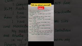 Tell me about yourself  Self introduction shorts [upl. by Hgielak791]