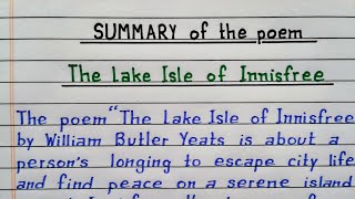 The Lake Isle of Innisfree  summary of the poem  Class 9 English poem NCERT  NotesLibrary [upl. by Tanner]