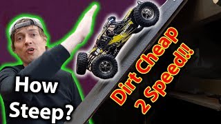 Unboxing amp Hill Climb Test with DIRT CHEAP 2 Speed RC Car Crawler Sand Racer hbx transit [upl. by Cohdwell]