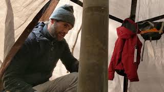 3 Days Winter Camping in a Homemade Hot Tent  Bushwacking and Snowshoeing [upl. by Imugem]