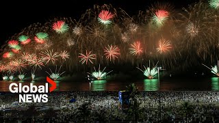 New Year’s 2024 Rio de Janeiro celebrates with spectacular fireworks show at Copacabana Beach [upl. by Luisa231]