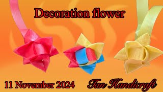 Tutorial ke 1673  Weaving small decoration flower strapping band [upl. by Kina]