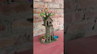 Beautiful tree house making with clay 🏡  clayhouse treehouse craft [upl. by Onibla766]